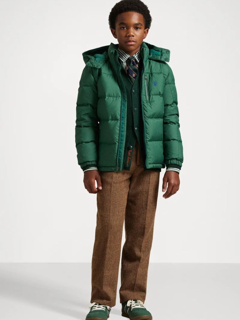 New Polo Ralph Lauren Boys Green Hooded Down Puffer Jacket Size M (10 - 12) NWT